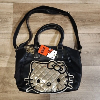 2014 Loungefly Sanrio HELLO KITTY Black Hand Shoulder Bag Purse DAMAGED FRAYING  - Image 1 of 4