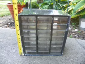 Gabinete de almacenamiento organizador vintage 21 cajones Akro Mils artesanías piezas pequeñas LIMPIO - Imagen 1 de 7