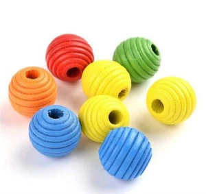 15 per bag 20mm LARGE ROUND WOODEN BEADS RIBBED MIX 6mm HOLE W23 - Picture 1 of 2