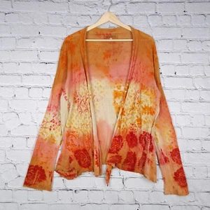 ma+ch MATCH Marika Charles Cardigan Womens 3 M/L Orange Open Front Draped Dyed - Picture 1 of 24