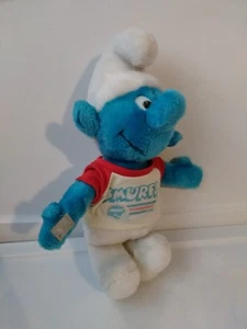 Vintage 1981 Smurf plush Peyo tshirt football 12 inches X33 - Picture 1 of 7