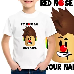 T-shirt personnalisé jour nez rouge bande dessinée relief hommes enfants garçons t-shirt adulte 004 - Photo 1 sur 3