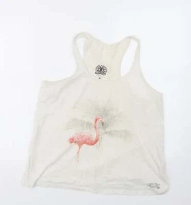 Element Advocates Womens White Cotton Blend Basic Tank Size M Scoop Neck - Picture 1 of 12