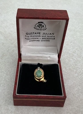 Pin de corbata vintage de oro de 14k, diamantes y jade con estuche * Autenticado Foto 1 de 4