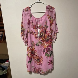Trina Turk Women’s Tunic Dress Floral Pink Size Medium $328 SILK LINING - Picture 1 of 5