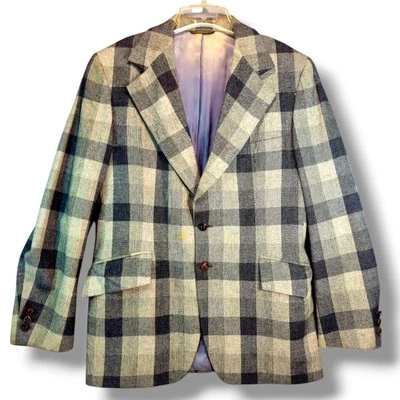Blazer Abrigo Deportivo Años 70 De Colección Hammonton Park Glen Cuadros Ventana Lana 44R EE. UU. Leer Foto 1 de 4
