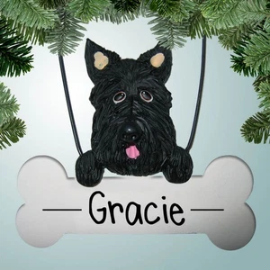 Scottish Terrier Dog on Bone - New Puppy - Pet - Personalized Ornament - Picture 1 of 1