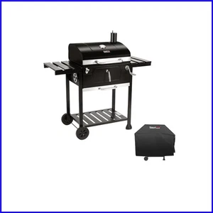 Parrilla de barbacoa portátil de 24 pulgadas con cubierta extraíble y mesas auxiliares plegables - Imagen 1 de 13