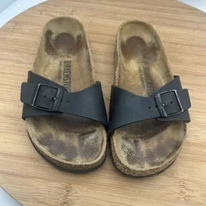 Birkenstock Madrid Sandal Size 35 US 4 Womens Black Single Strap Slip On Casual - Picture 1 of 3