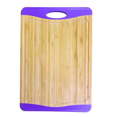 Three Layer 14.5X11" Bamboo Cutting Board with Nonslip Edge Handle, Juice Groove