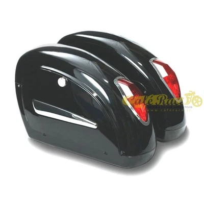 Coppia Borse laterali rigide in abs nero lucido per moto custom 21 litri l'una - Image 1 of 4