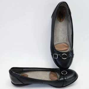 Life Stride Velocity Black Memory Foam Slip On Dress Flat Shoe Women's 7.5 M - Picture 1 of 14
