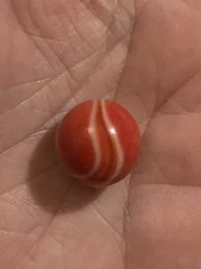 Marmo arancione agata Christensen vintage con vortici bianchi 5/8" - Foto 1 di 4