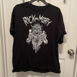 Rick and Morty Shirt Mens XL Black Adult Swim Death Metal Skeleton Skulls - Picture 1 of 10