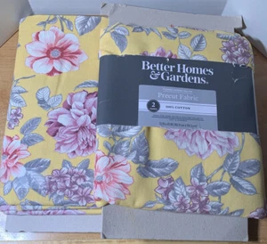 2 Better Homes & Gardens 100% Cotton 72 x 45 4 Yard Yellow Floral Homedec Fabric - Picture 1 of 9