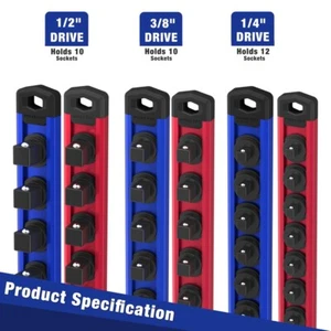 6PC Magnetic Socket Organizer Sets Aluminum Alloy Socket Rail Holder - Picture 1 of 10
