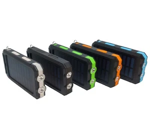Versatile Portable External Solar Power Bank - Black/Orange/Blue/Green/White - Picture 1 of 11
