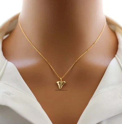 18K Gold Plated Shark Tooth Pendant Necklace - Image 1 of 3