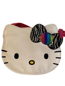 Hello Kitty Face Handbag Purse White Rainbow Bow Shoulder Bag - Picture 1 of 7