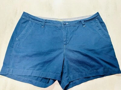 Shorts femininos de algodão marinho – Tamanho 18, cintura média, 4 bolsos, super macio - Imagem 1 de 4