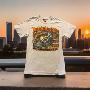 Harley Davidson Men’s T-Shirt Size Medium Gray Vehicle City Flint Michigan - Picture 1 of 6