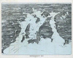 1907 Panoramic Map of Narragansett Bay Bristol County Rhode Island - Picture 1 of 2