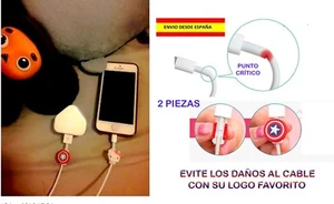 2 PROTECTORES DE CABLE PARA MOVIL SUPERHEROES COMICS CASCOS CARGADORES 2 PIEZAS - Picture 1 of 10