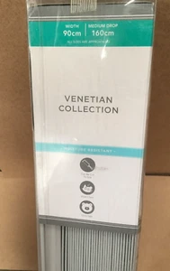 Nuevo Dunelm Venetian Blind Gris 90cm Ancho x 160cm Gota 25mm Listón - Imagen 1 de 2