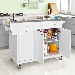 Carro de cocina SoBuy con tapa de acero inoxidable, armario de cocina, carro con ruedas, carro de servicio FKW33-W - Imagen 1 de 7