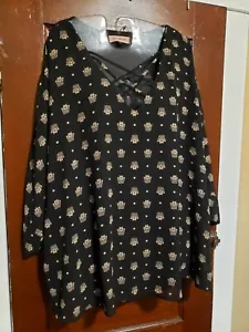 Camisa forrada de poliéster estampada negra 2X East Adeline para mujer nueva con etiquetas - Imagen 1 de 7