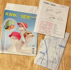 NEW UNCUT Kwik Sew K4107 S-L Pattern Caps & Hats W/ Scarfs & Brims 4 Styles - Picture 1 of 1