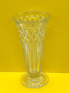 Vintage 1930s Vase Cut Glass Pretty Diamond Pattern 120cm Footed Retro Art Deco - Picture 1 of 7