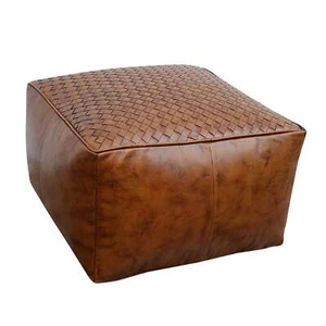 NNEDSZ SQUARE LATTICED LEATHER OTTOMAN - Picture 1 of 5