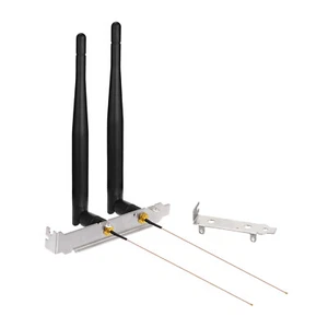 2x WiFi Antenna 3dBi RP-SMA to U.FL 20cm PCIe Slot Bracket for Mini PCI - Picture 1 of 9