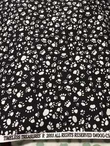 TIMELESS TREASURES DOG PAW PRINTS BLACK AND WHITE BTY - Picture 1 of 4