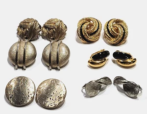 6 Pair Multi Style Metal Clip On Clip Back Earrings Vintage to Now - Picture 1 of 21