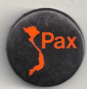 60er Jahre PAX Peace in Vietnam Pin!  Anti Vietnamkrieg Pinback ~ orange Variante - Bild 1 von 2