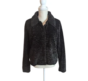Chaqueta de abrigo forrada H&M Divided para mujer talla M negra de piel sintética frontal a presión - Imagen 1 de 6