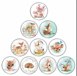 10 verschiedene 10|12|14|16|18|20|25|30 mm Cabochon Reh Kitz Blumen Vintage Wald - Bild 1 von 1