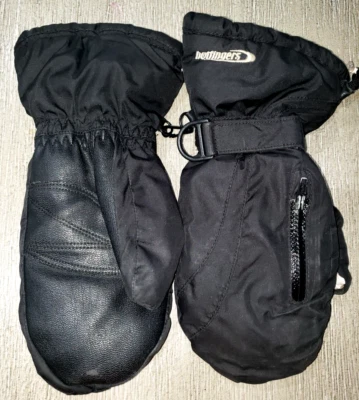 niños HOT FINGERS GUANTES NEGROS INVIERNO CREMALLERA TOPS grueso cálido! Foto 1 de 2