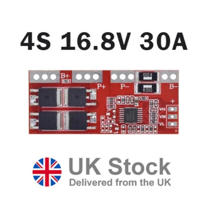 4S  16.8V 30A Li-ion Lithium Battery 18650 Charger PCB BMS Protection Board - Image 1 of 4