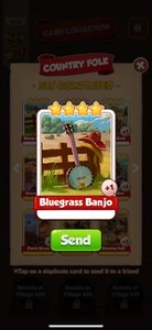 Card Coin Master Bluegrass Banjo From Country Folk Set Rare - Picture 1 of 1