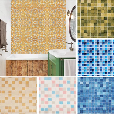 3D Wall Paper Self Adhesive Mosaic Wall Stickers Bathroom Wallpapers Home Decor - Image 1 of 4