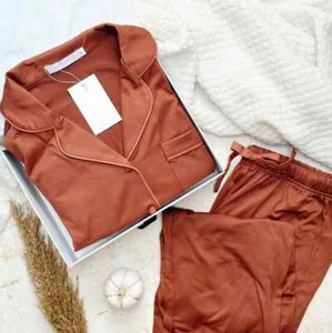 NUEVO Conjunto de Pijama Largo Jarmabox Mocha Marrón M (Reino Unido 10/12) - Imagen 1 de 3