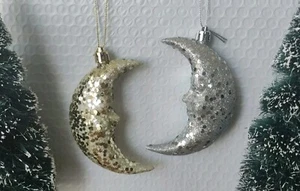 2 adornos navideños Target Wonder Shop oro y plata luna nuevos con etiquetas U - Imagen 1 de 6