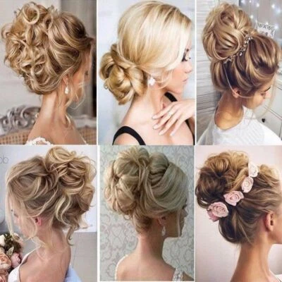 Large Curly Updo Messy Curly Bun Chignon no Clip in Hair Piece Extensions THICK - Image 1 of 4