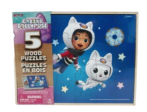 Gabby’s Dollhouse, 5 Jigsaw Puzzle Bundle Wood Box Netflix Dreamworks 2023 - Picture 1 of 5