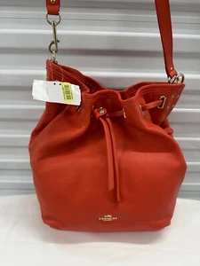 Neu Coach Tasche Drehverschluss Tie Bucket Hobo Schulter Handtasche orange Handtasche 34988 selten - Bild 1 von 10