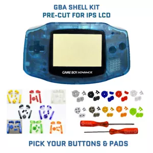Nintendo Game Boy Advance GBA Shell CLEAR BLUE PRE CUT Housing V2 IPS READY - Picture 1 of 4