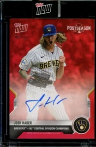 2021 Topps Now Postseason Josh Hader Red Auto Autograph #PS-24D #d /10 - Picture 1 of 2